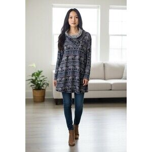 Miusey Women's Cowl Neck Pullover Sweater elephant print Size 2XL NWT